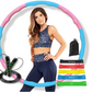 Weighted Hula Hoop with 28 Detachable Knots, Adjustable 360°Auto-Spinning Ball Exercise, Ideal for Fitness, Weight Loss Massage, Comes with Jumping Rope& 4 Resistant Bands, Adults. Kids